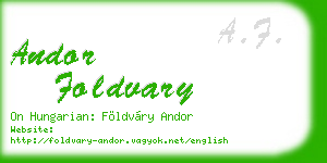 andor foldvary business card